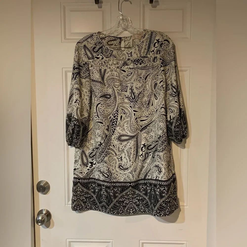 Loft Black and White Paisley Dress